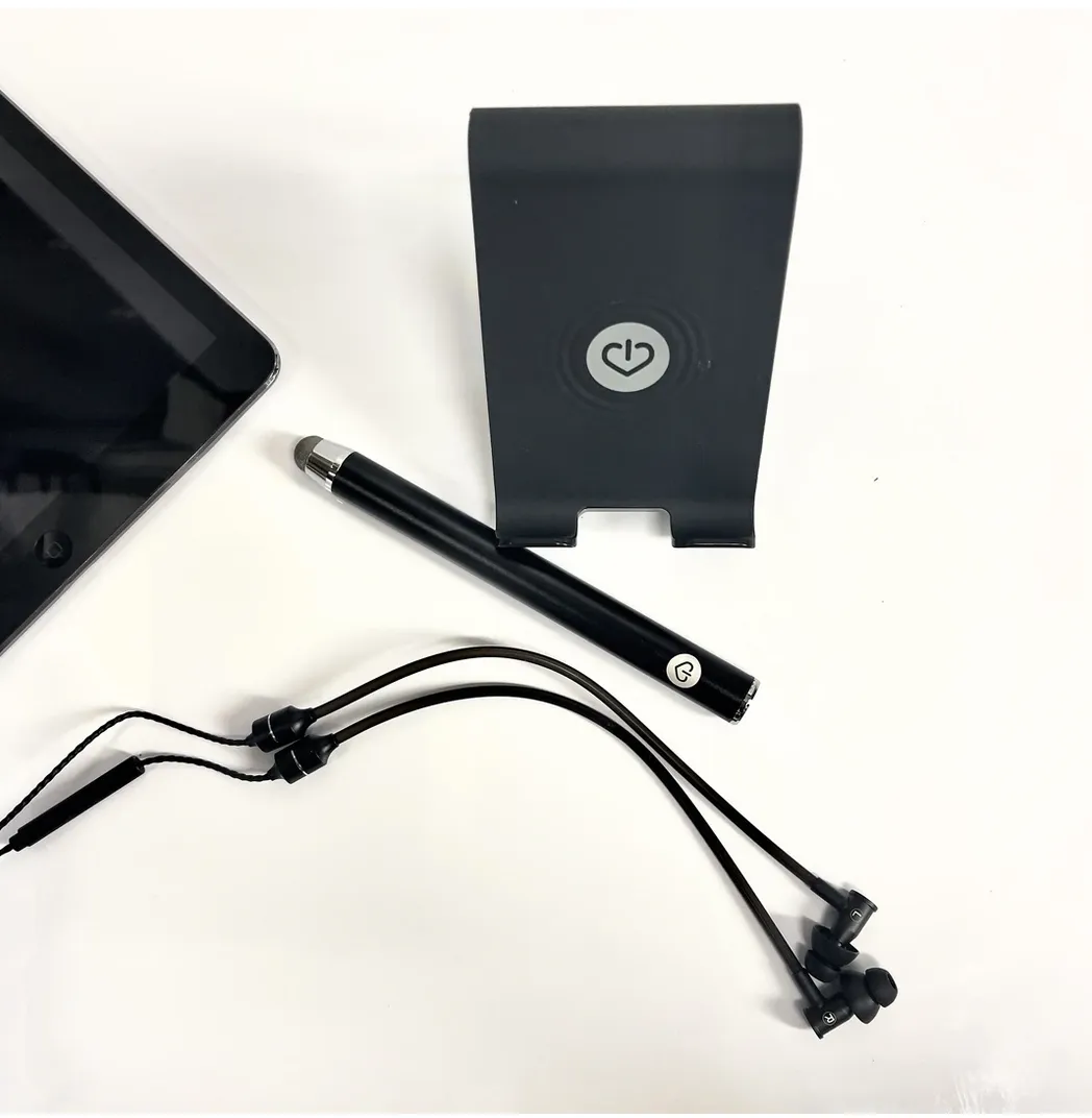 Jet Black Pack: Anti-EMF Headphones, Phone Stand & Stylus