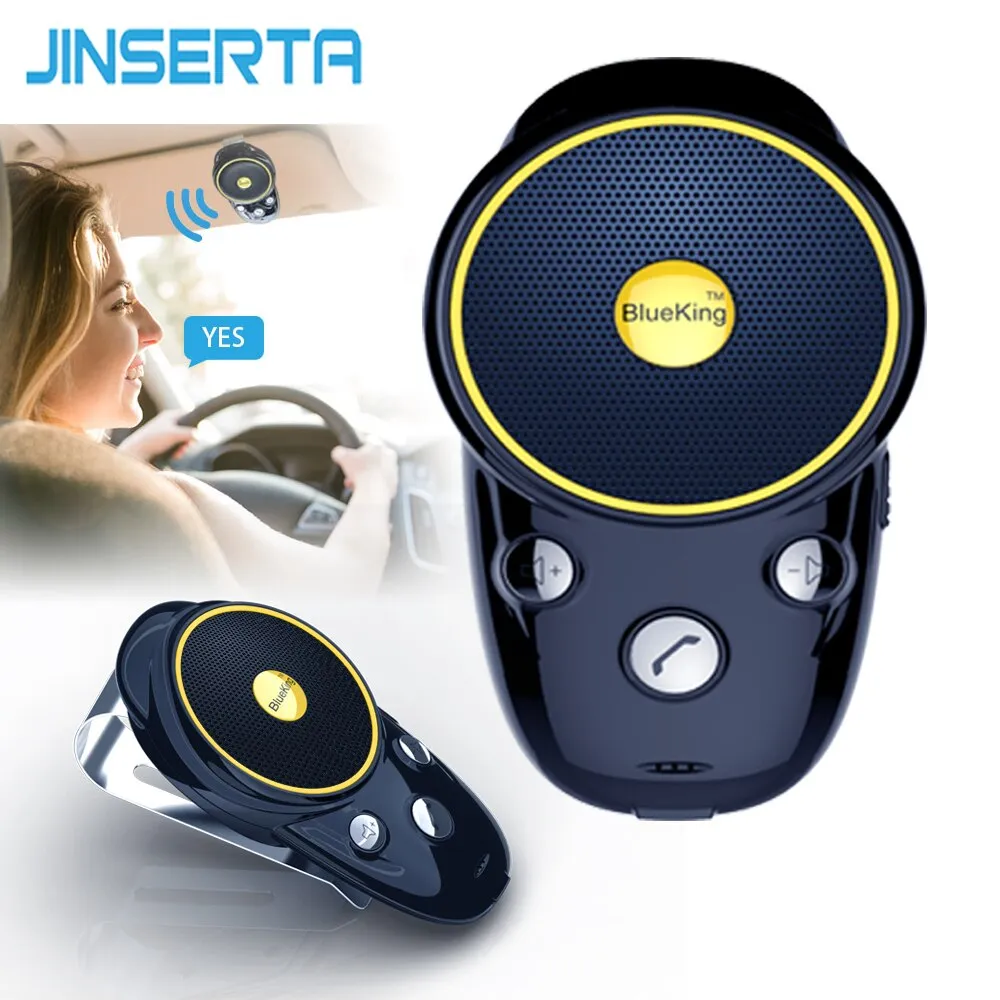 JINSERTA Bluetooth Handsfree Car Kit Wireless Bluetooth Speaker Phone MP3 Music Player Sun Visor Clip Speakerphone Rechargeable