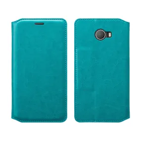 Jitterbug Smart 2 Smart2 Case, Magnetic Flip Fold Kickstand Leather Wallet Cover with ID & Credit Card Slots - Turquoise