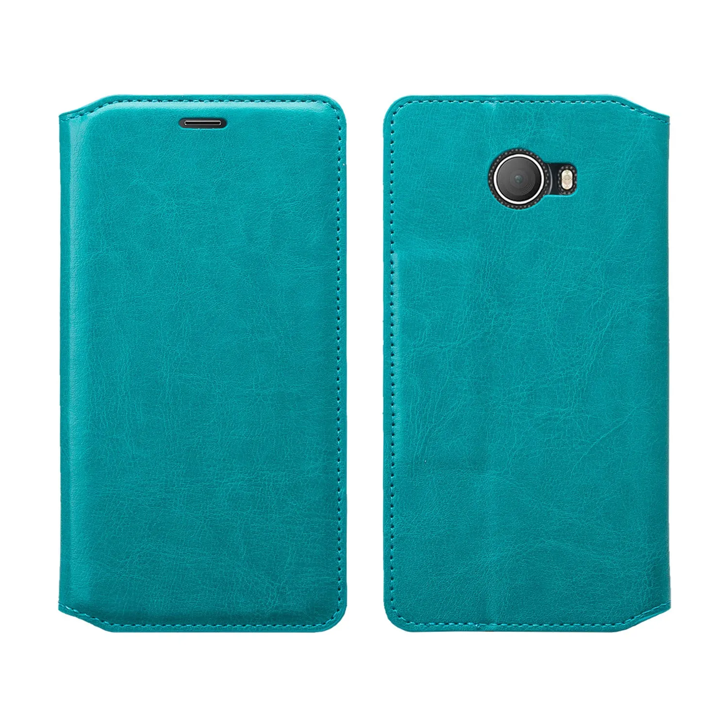 Jitterbug Smart 2 Smart2 Case, Magnetic Flip Fold Kickstand Leather Wallet Cover with ID & Credit Card Slots - Turquoise