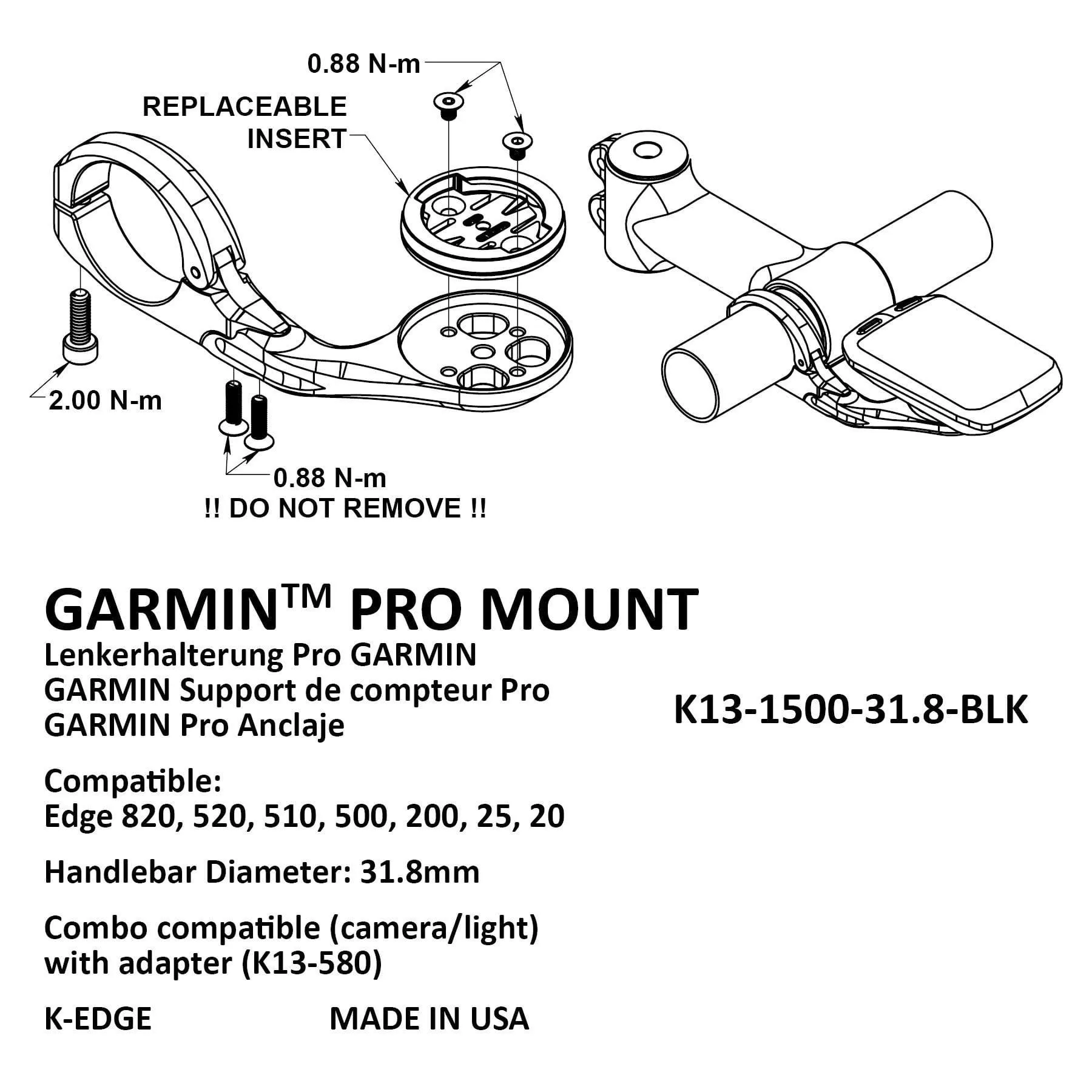 K-Edge Garmin Pro Mount (Black)