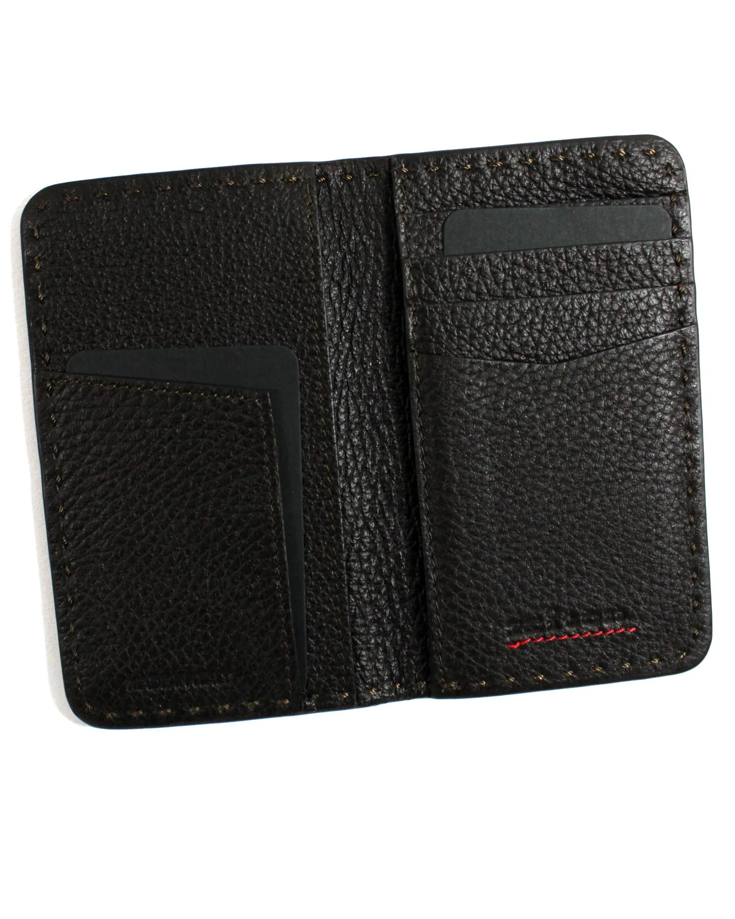 Kiton Slim Men Wallet Credit Card Holder Dark Brown Grain Leather