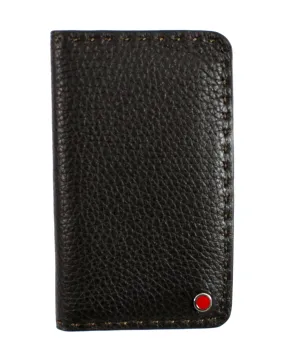 Kiton Slim Men Wallet Credit Card Holder Dark Brown Grain Leather