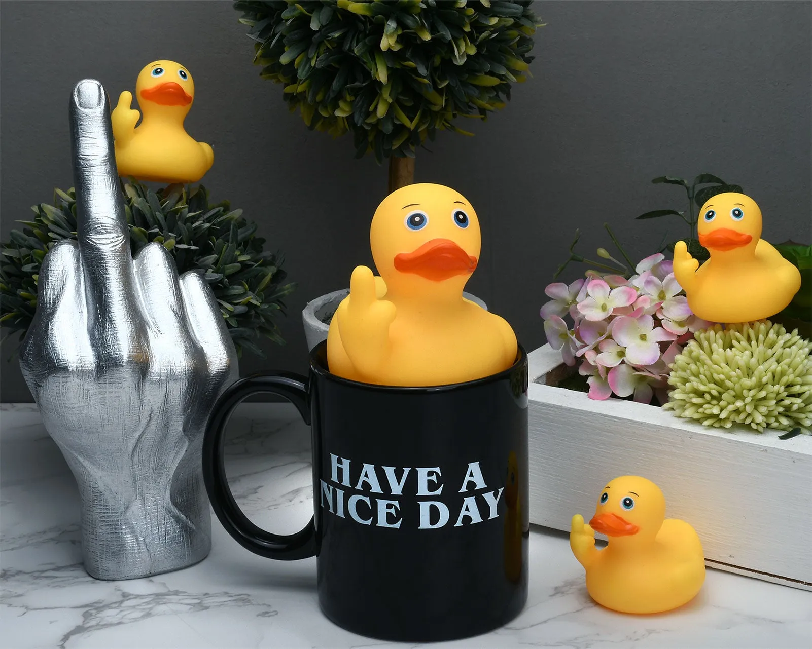 Large Middle Finger Rubber Duck Yellow Rubber Duck 3.07 Inch Funny Car Ornaments Duck