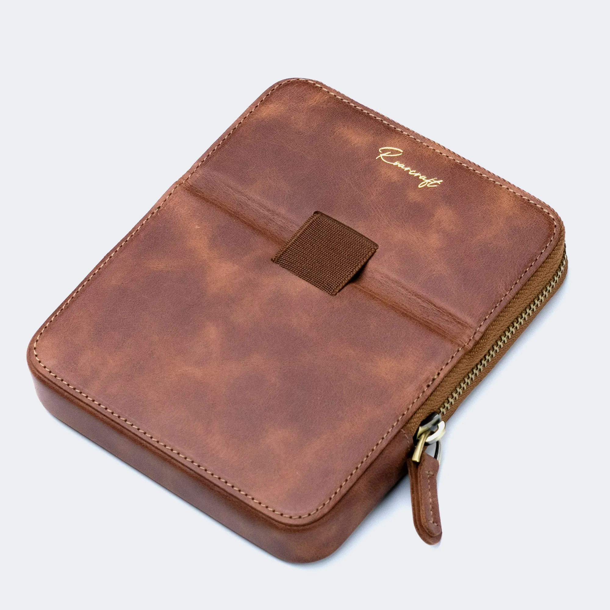 Leather 6-Slot Zippered Pen Case 