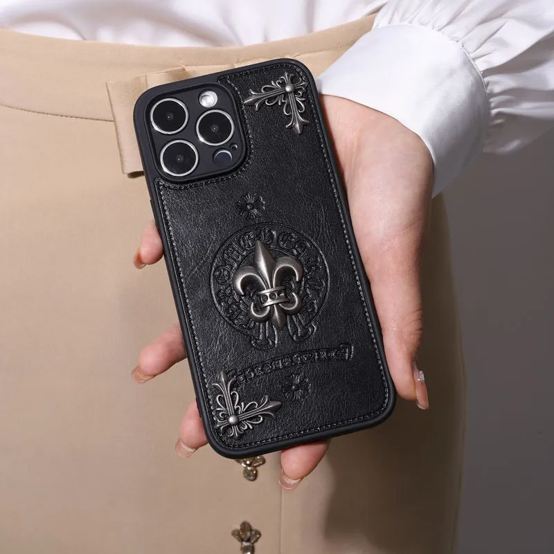 Leather Chrome Hearts Phone Case For IPhone