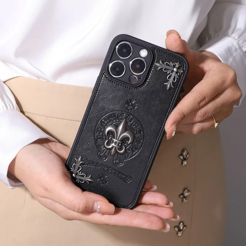 Leather Chrome Hearts Phone Case For IPhone