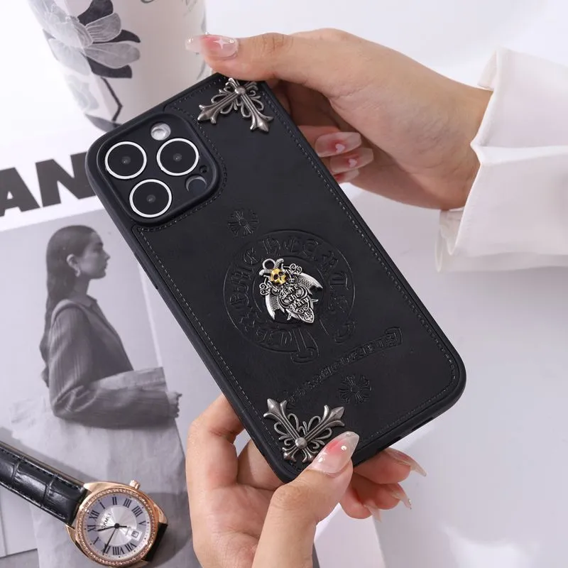 Leather Chrome Hearts Phone Case For IPhone