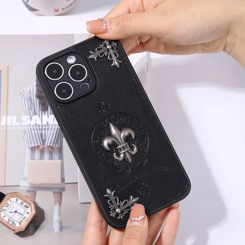 Leather Chrome Hearts Phone Case For IPhone