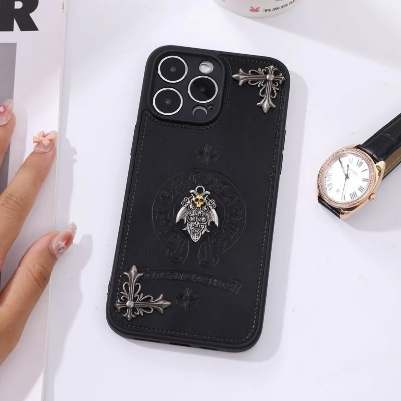 Leather Chrome Hearts Phone Case For IPhone