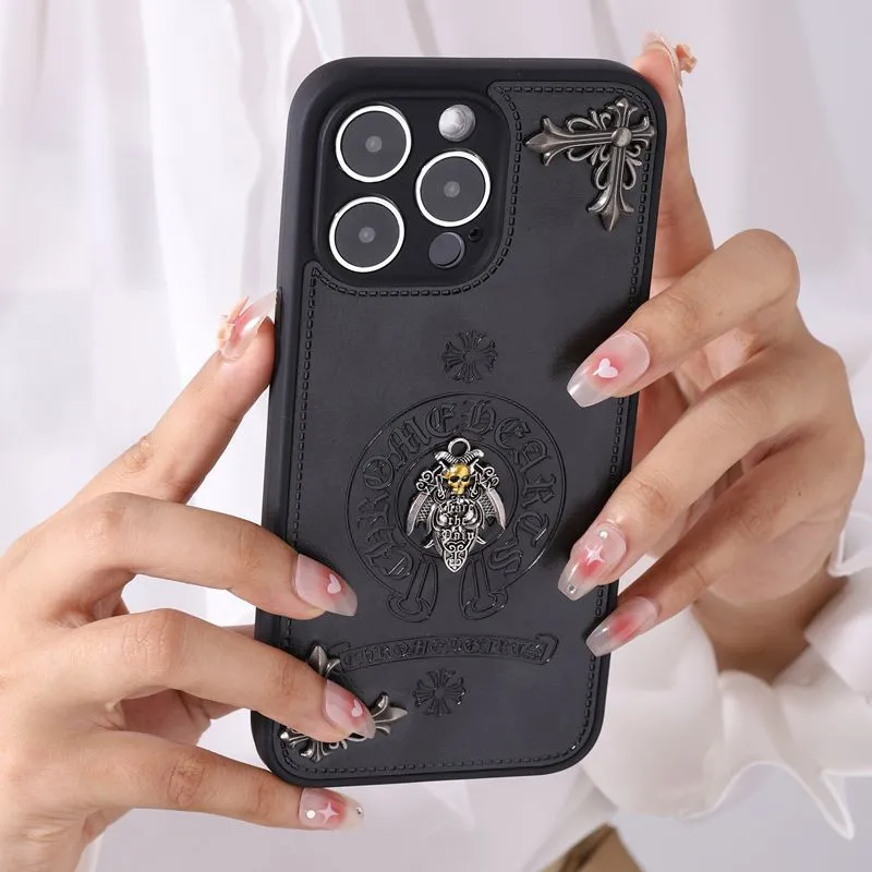 Leather Chrome Hearts Phone Case For IPhone