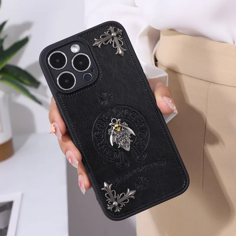 Leather Chrome Hearts Phone Case For IPhone