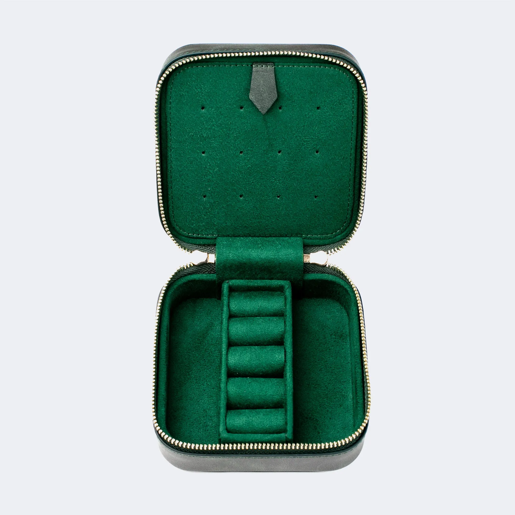 Leather Travel Jewelry Case - Emerald