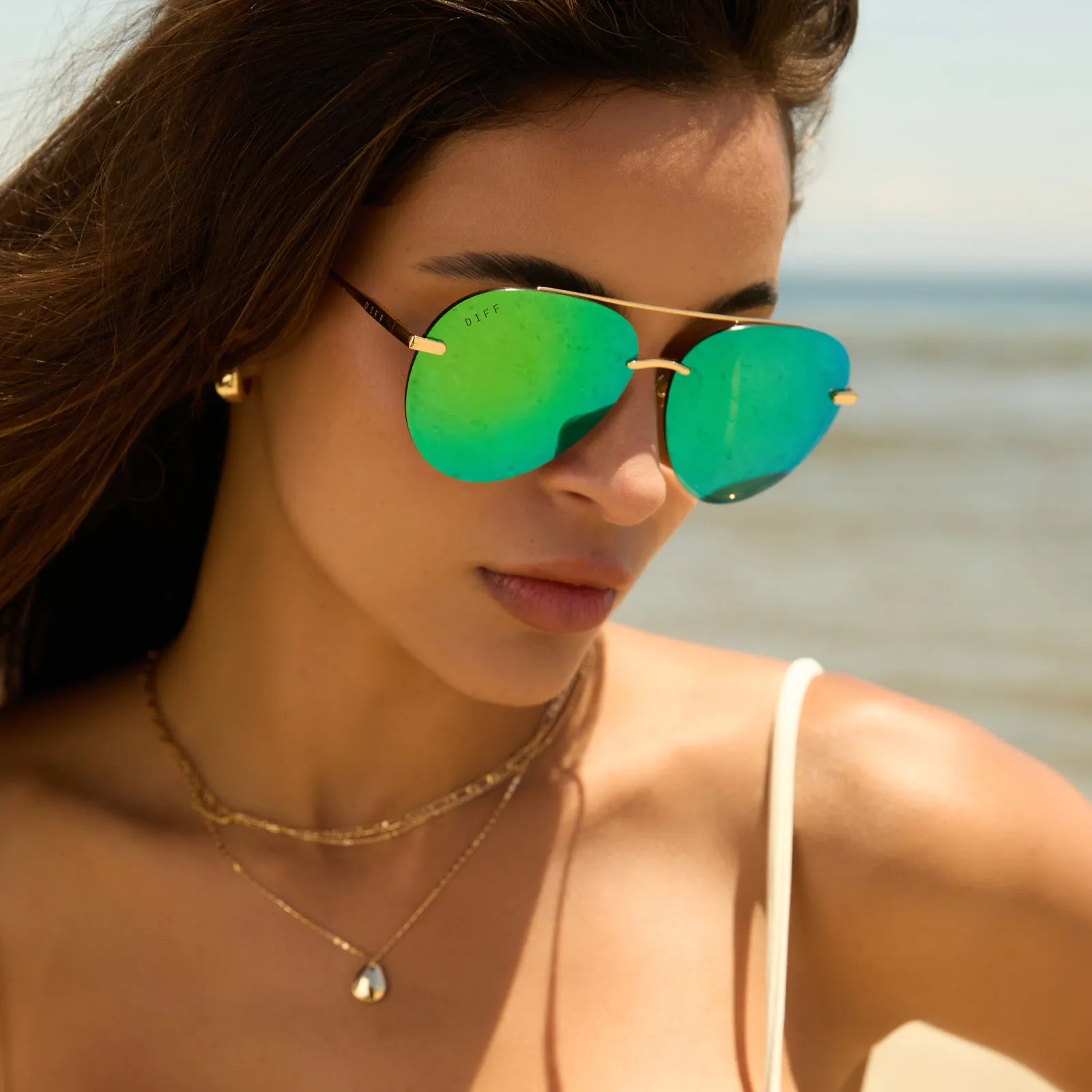 LENOX - GOLD   GREEN MIRROR SUNGLASSES