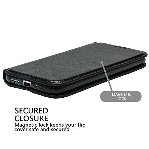 LG K8 | LG Phoenix 2 | LG Escape 3 Wallet Case, Pu Leather Wallet [Kickstand] Case with ID & Credit Card Slots - Black