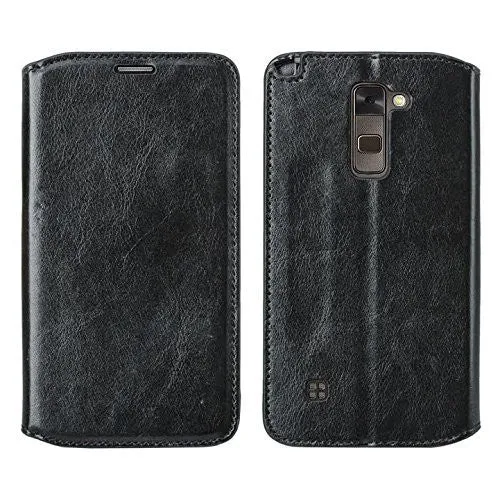 LG K8 | LG Phoenix 2 | LG Escape 3 Wallet Case, Pu Leather Wallet [Kickstand] Case with ID & Credit Card Slots - Black