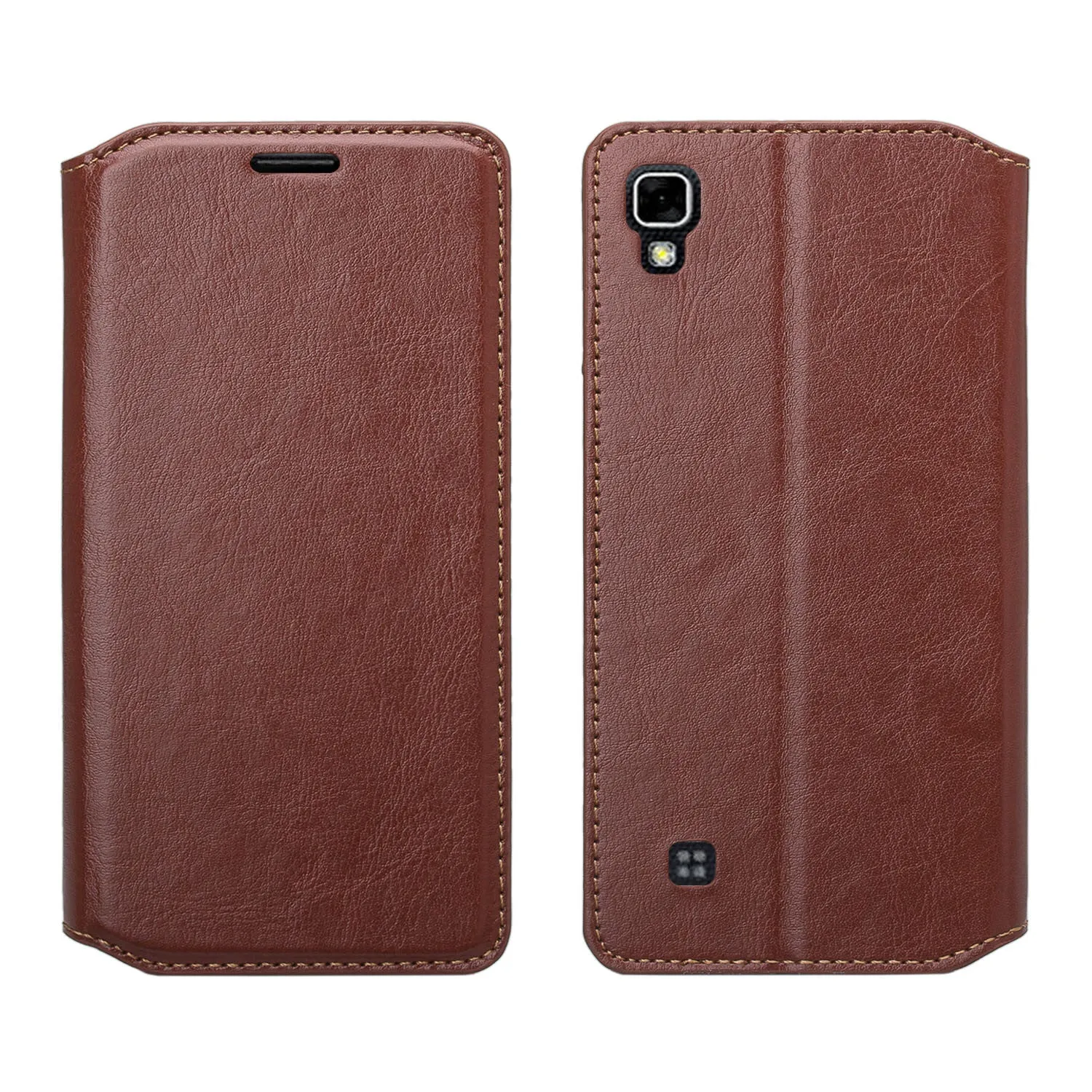 LG X Power Case, Magnetic Fold[Kickstand] Pu Leather Wallet Case with ID & Credit Card Slots for LG X Power - Brown