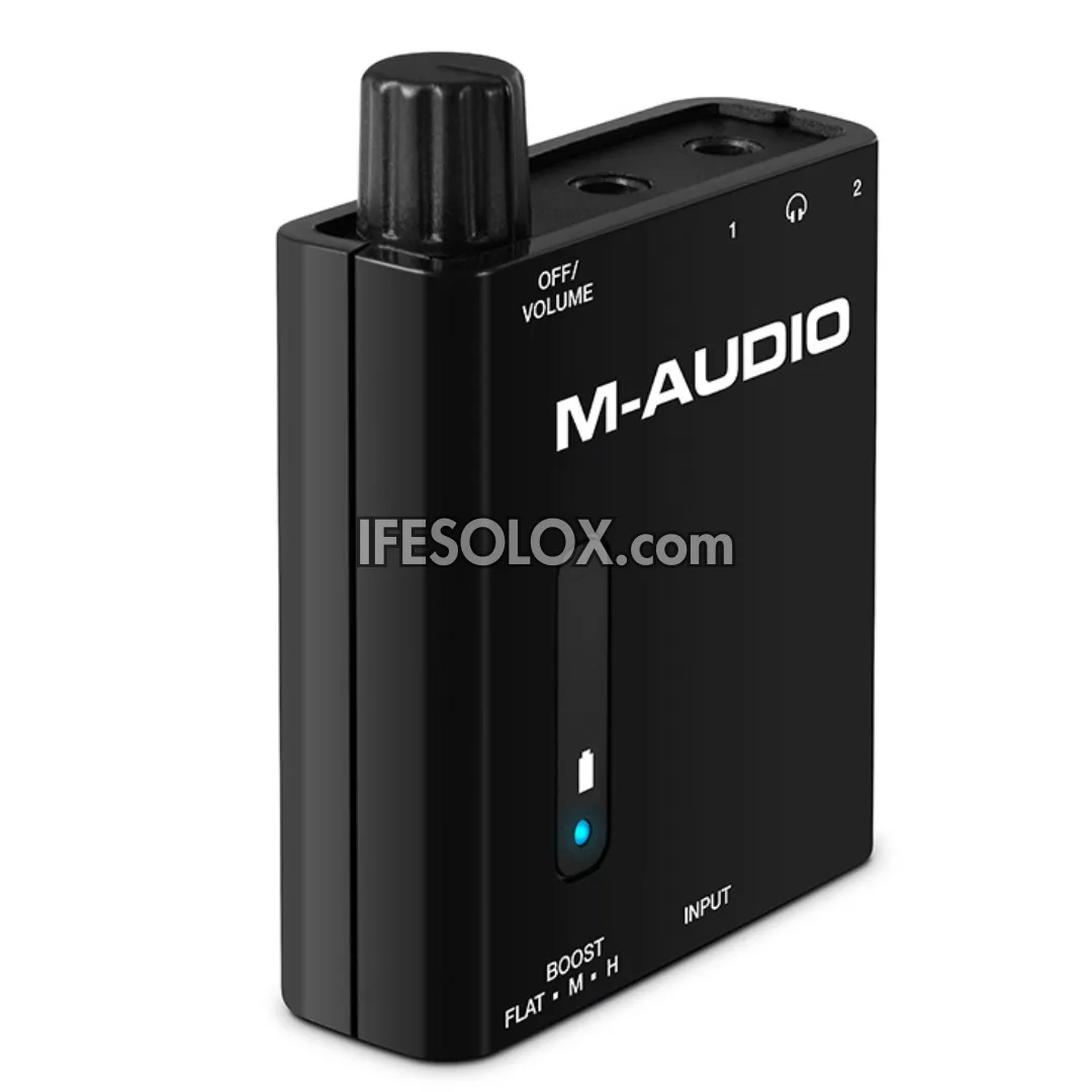 M-AUDIO Bass Traveler Portable Headphone Amplifier with Dual Outputs and 2-Level Boost - Brand New