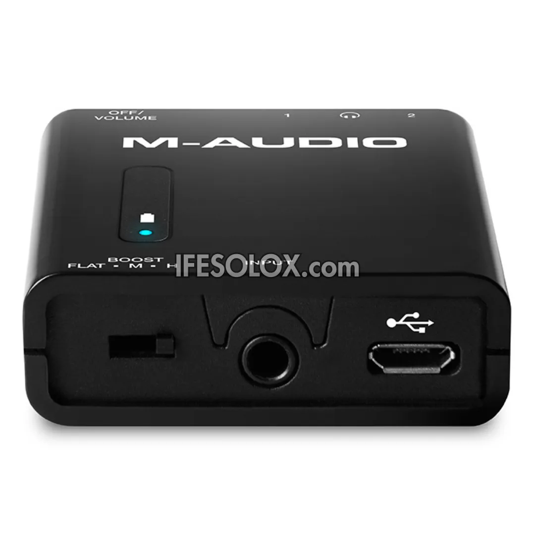 M-AUDIO Bass Traveler Portable Headphone Amplifier with Dual Outputs and 2-Level Boost - Brand New