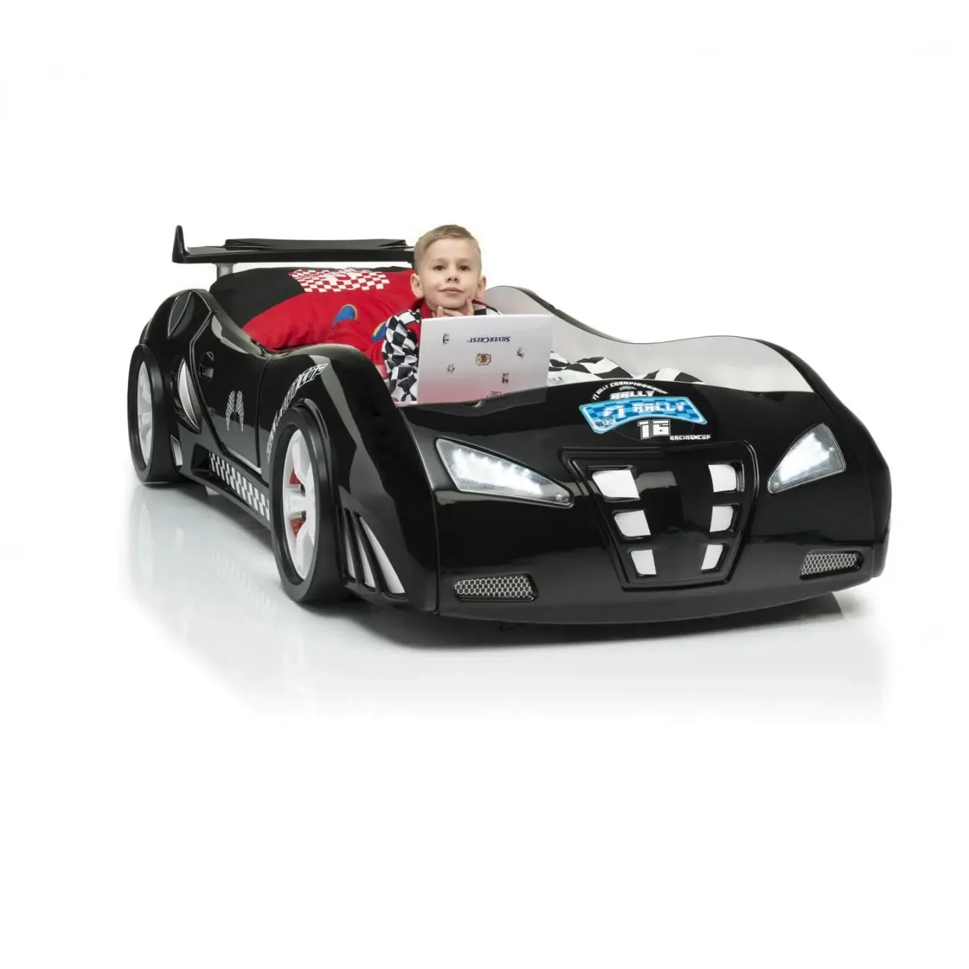 M3 Infiniti Race Car Bed for Kids w/LEDs, Sound effects and Free Mattress