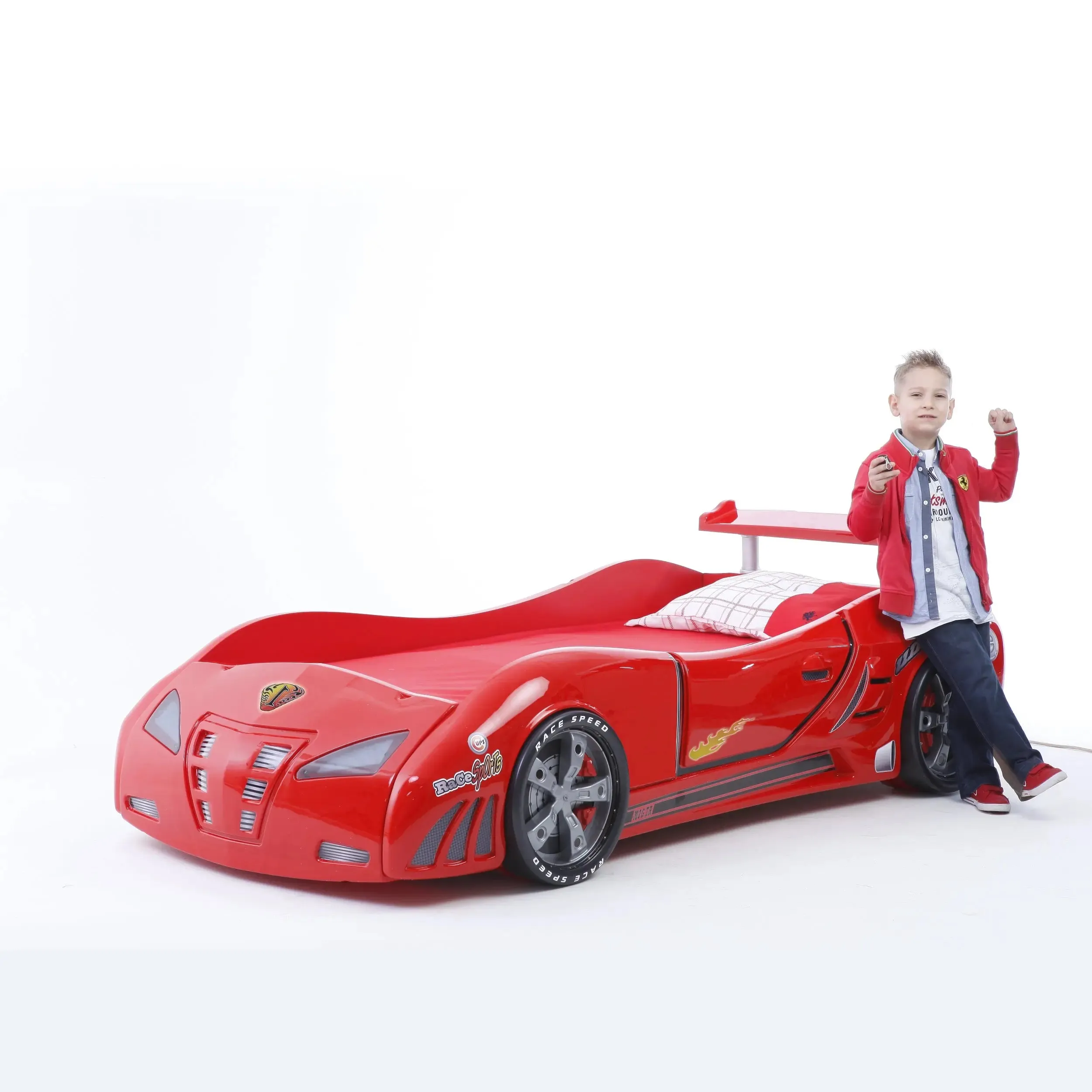 M3 Infiniti Race Car Bed for Kids w/LEDs, Sound effects and Free Mattress