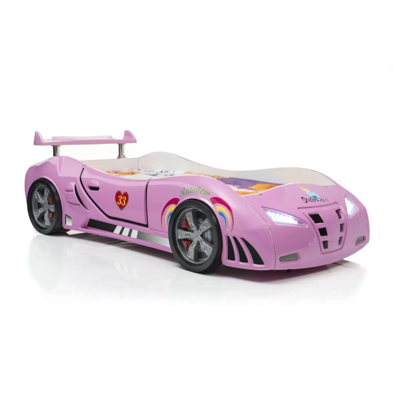 M3 Infiniti Race Car Bed for Kids w/LEDs, Sound effects and Free Mattress