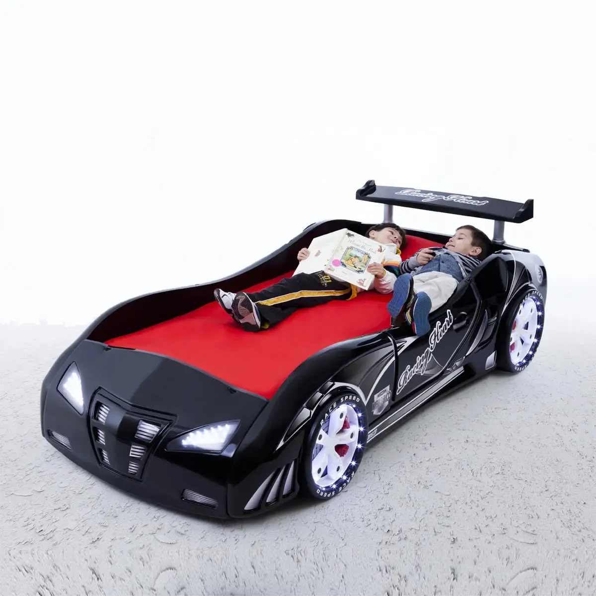 M3 Infiniti Race Car Bed for Kids w/LEDs, Sound effects and Free Mattress