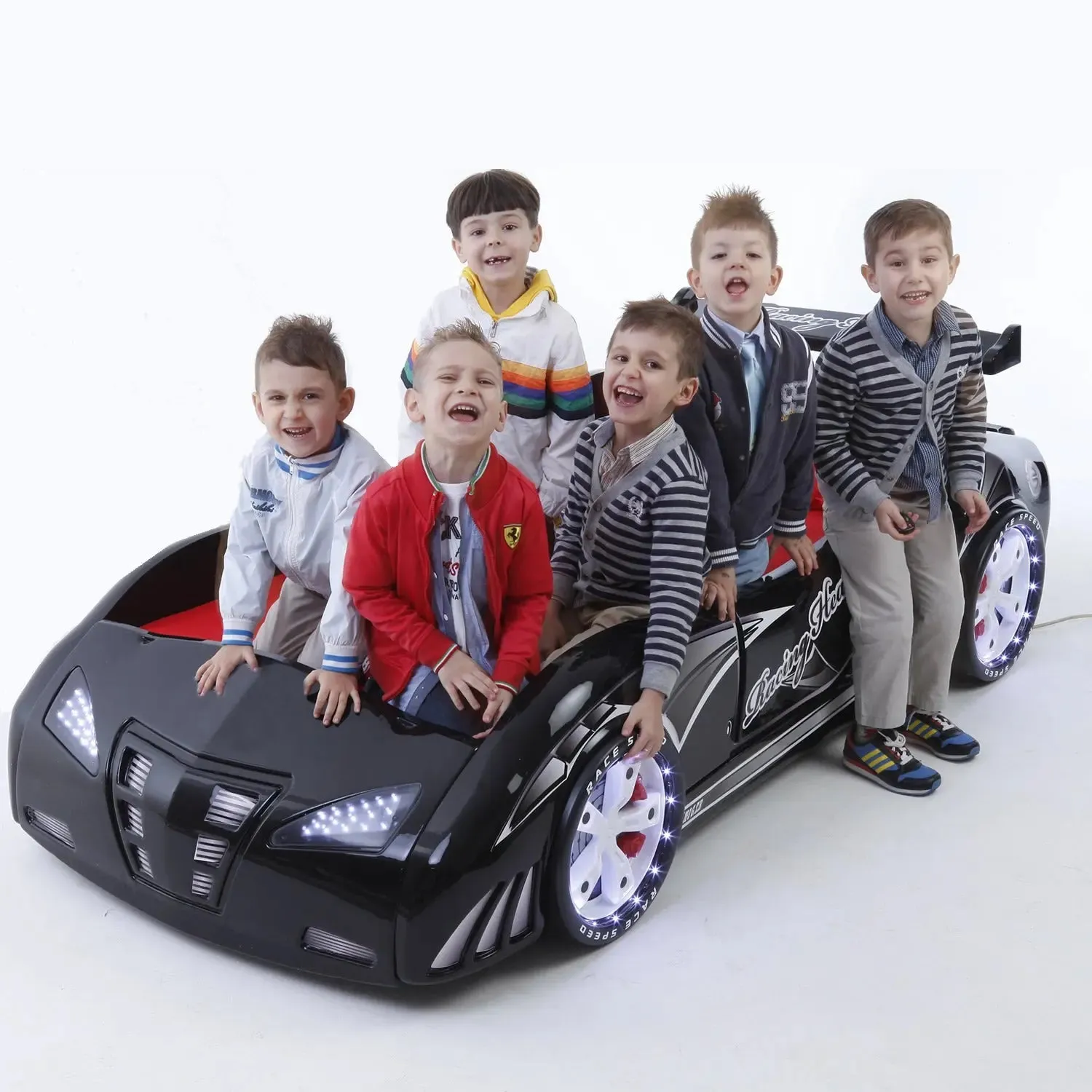 M3 Infiniti Race Car Bed for Kids w/LEDs, Sound effects and Free Mattress