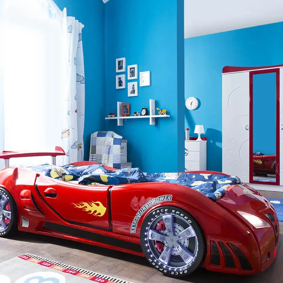 M3 Infiniti Race Car Bed for Kids w/LEDs, Sound effects and Free Mattress