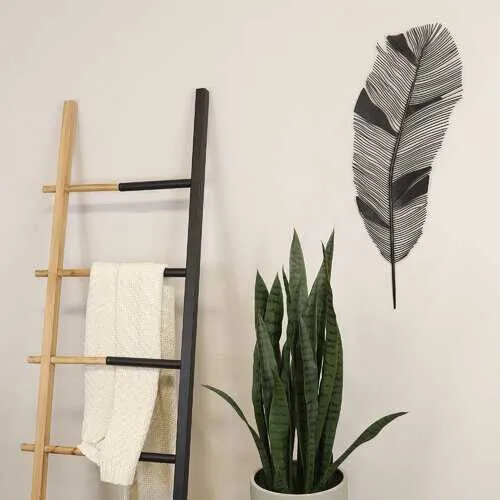 Matte Black Metal Wall Feather