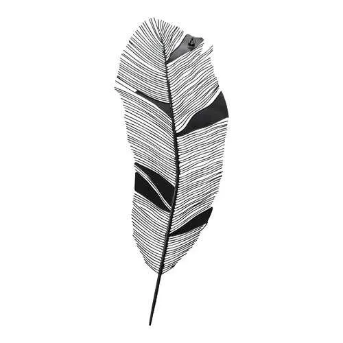 Matte Black Metal Wall Feather