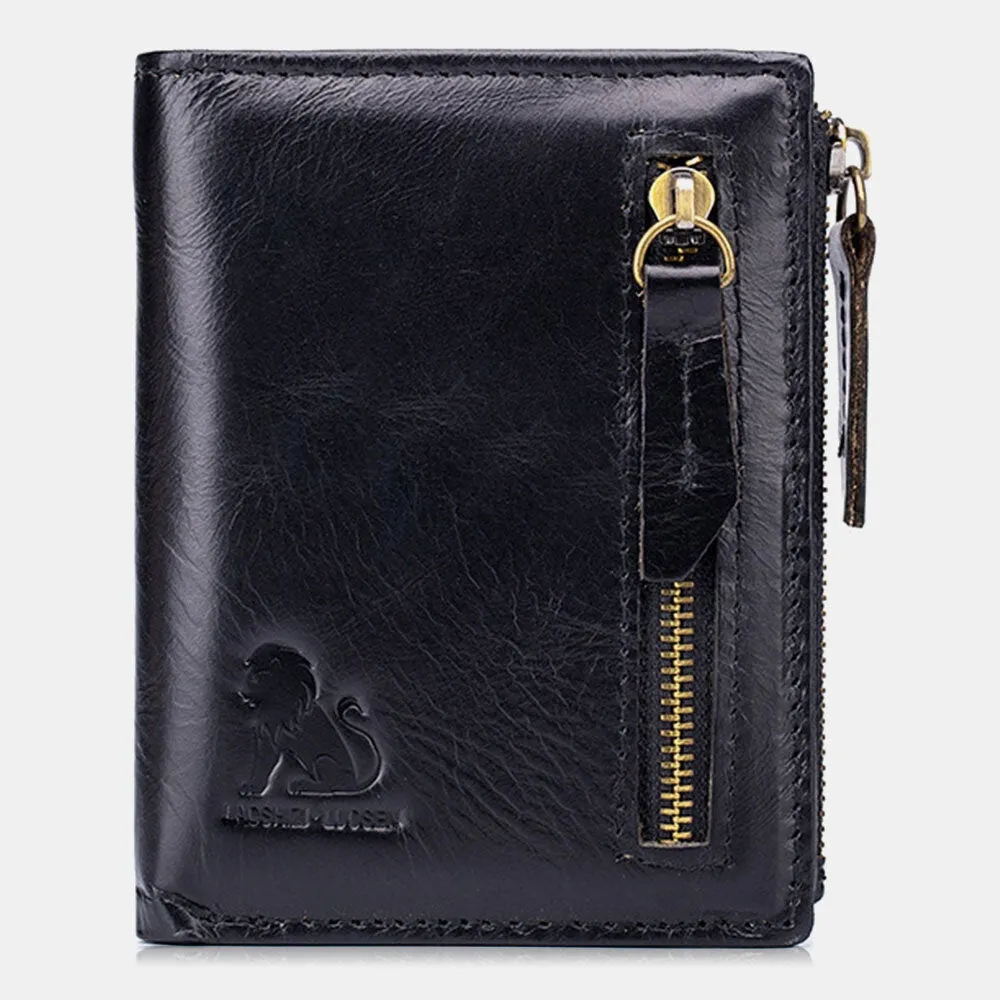 Men Bifold Leather Wallets Hasp Short Large Capacity Coin Purse Card Holder Cowhide