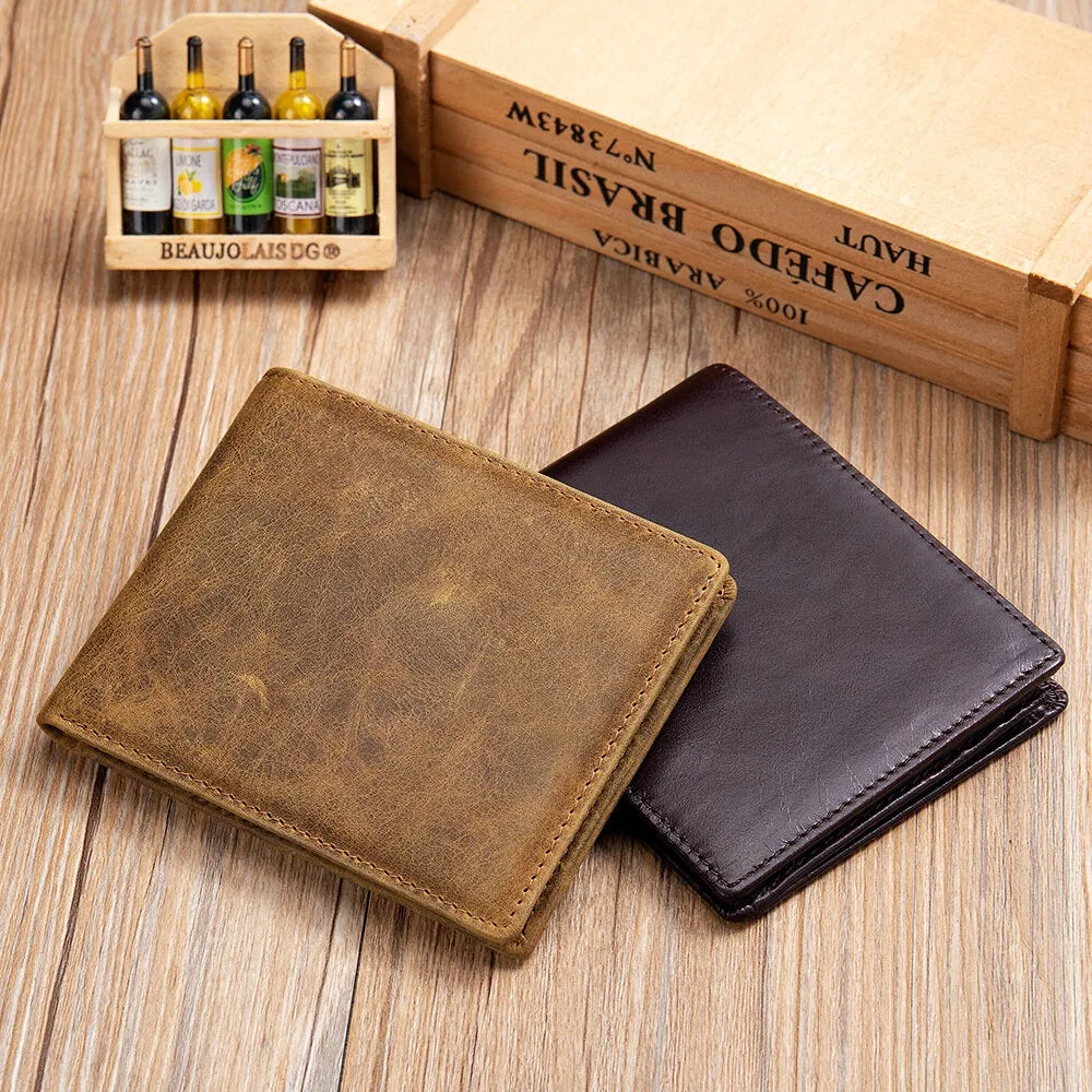 Men Genuine Leather Short Bifold Multi-card Slot ID Wallets Card Case Money Clip Coin Purse Wallet