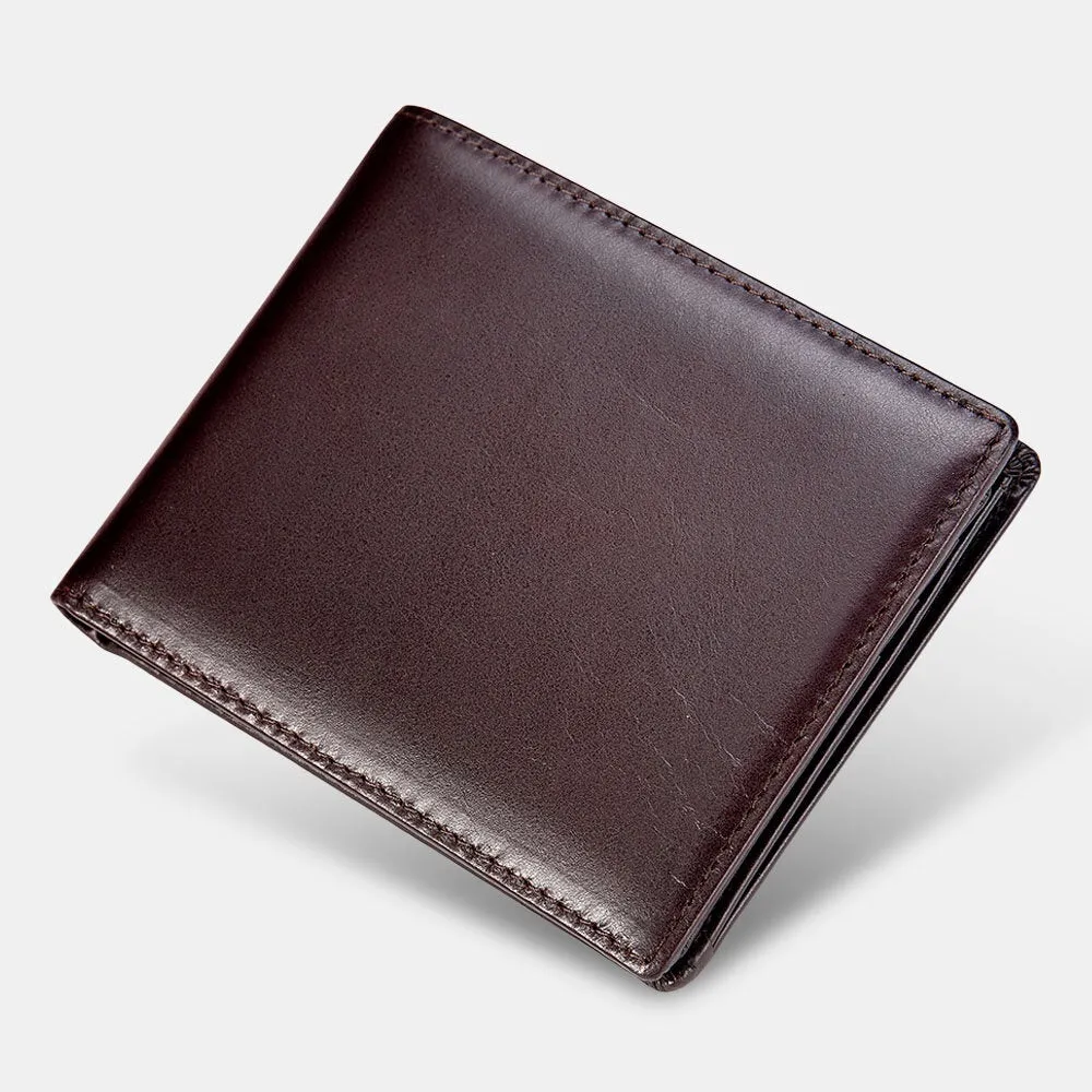 Men Genuine Leather Short Bifold Multi-card Slot ID Wallets Card Case Money Clip Coin Purse Wallet