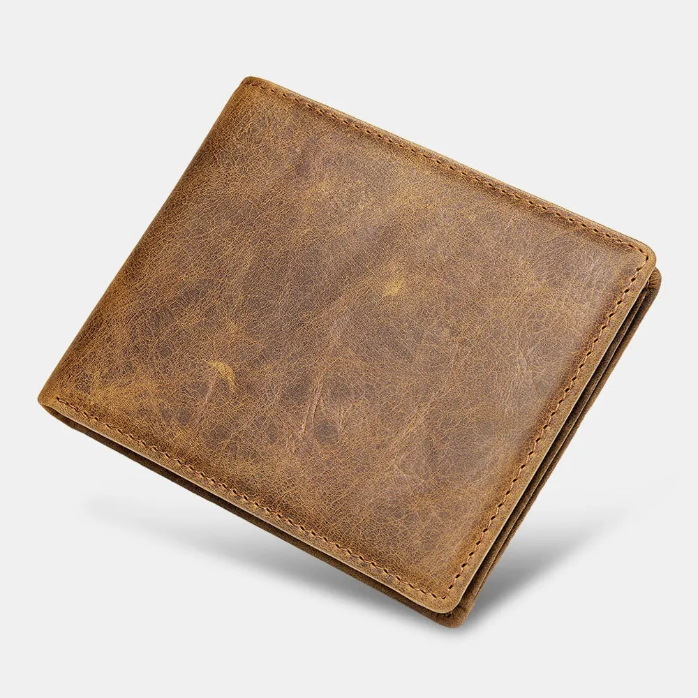 Men Genuine Leather Short Bifold Multi-card Slot ID Wallets Card Case Money Clip Coin Purse Wallet