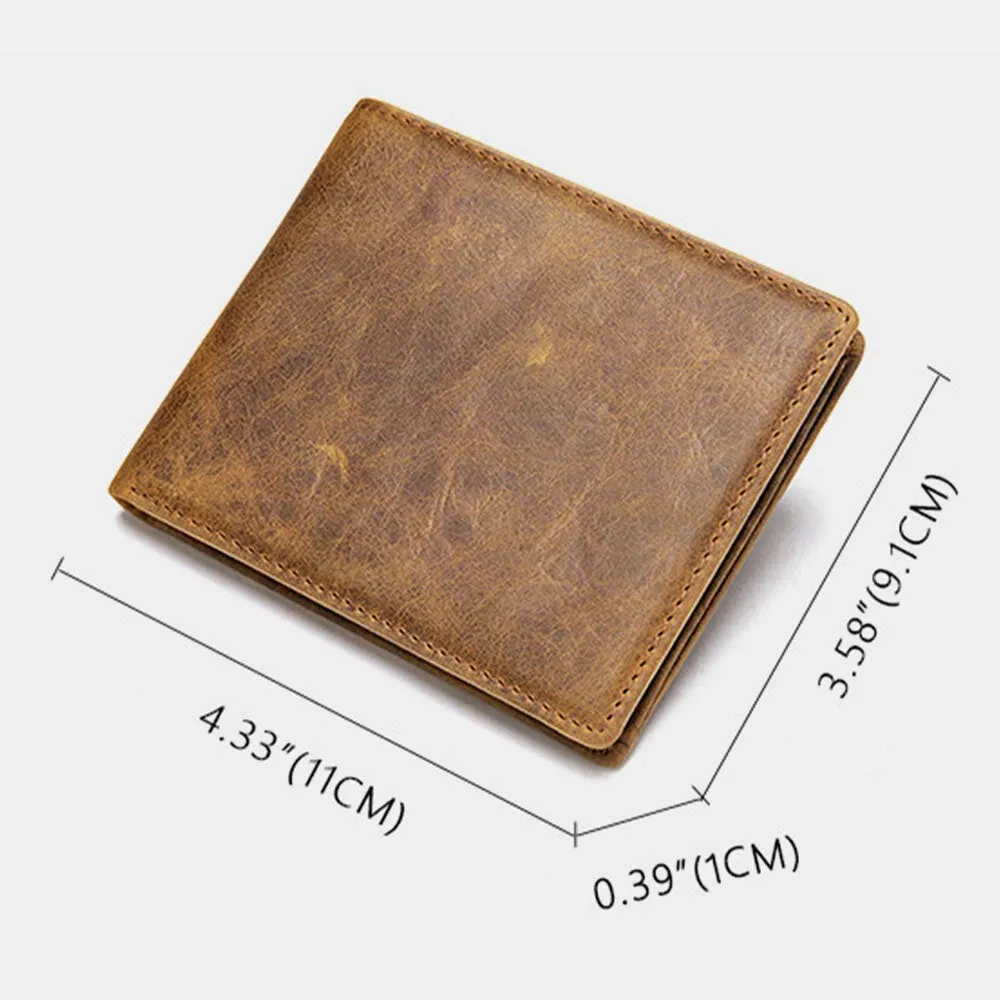 Men Genuine Leather Short Bifold Multi-card Slot ID Wallets Card Case Money Clip Coin Purse Wallet