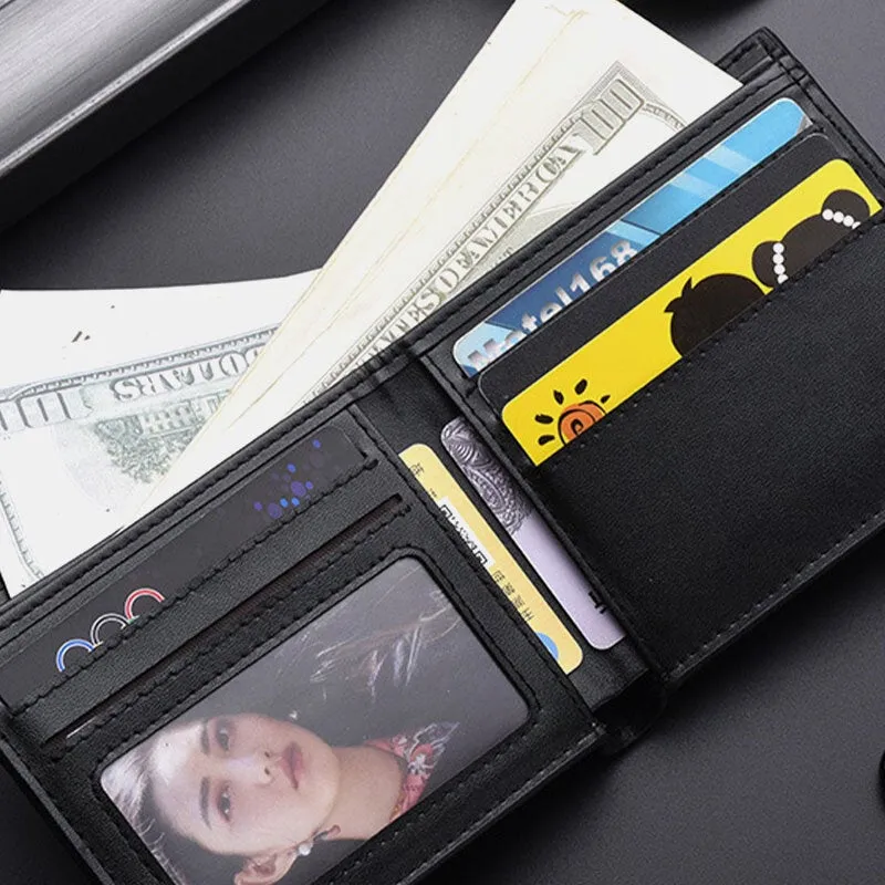 Men Plaid Pattern Bifold Short Wallet Business Embossed Thin Multi-card Slot Card Holder Coin Purse