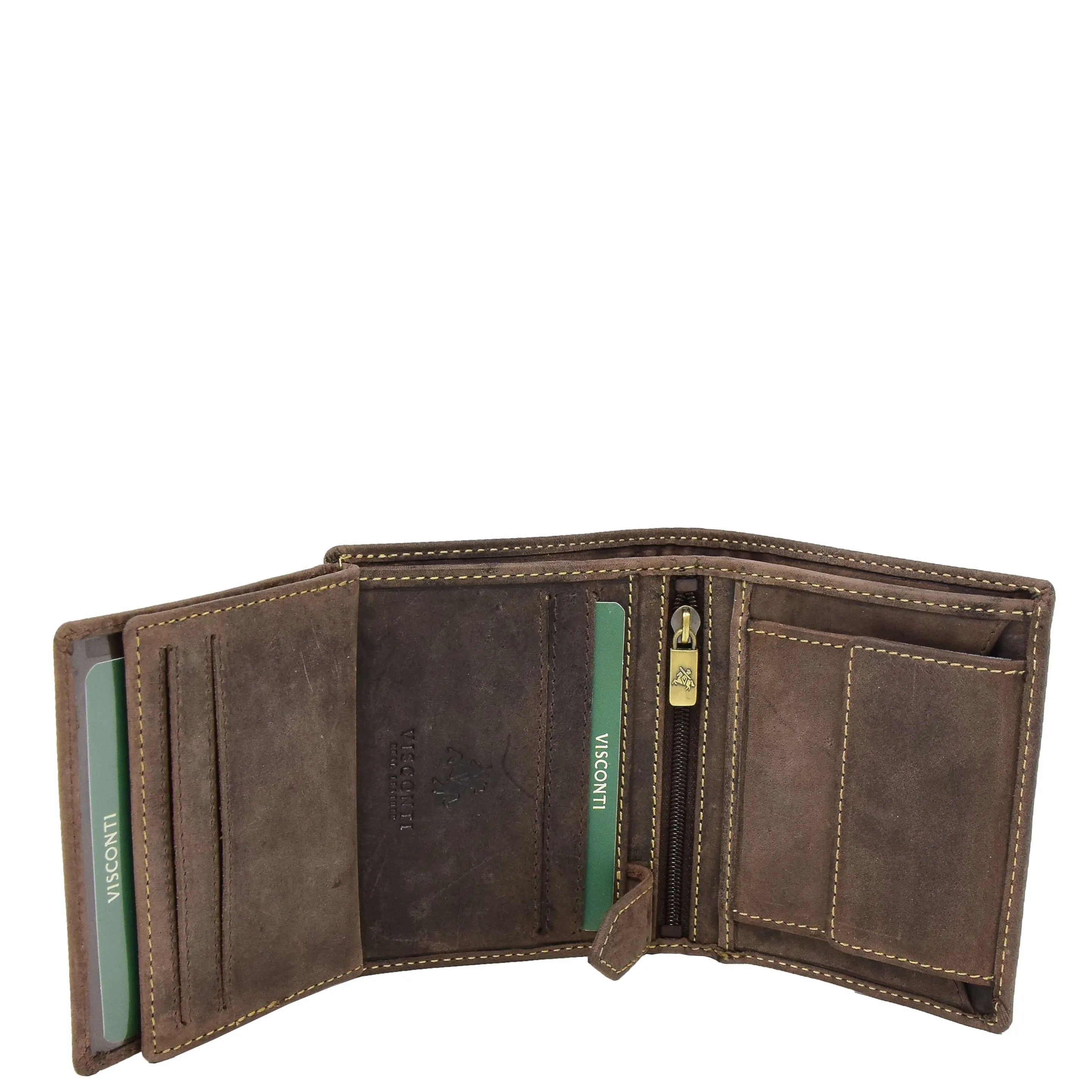 Mens Distressed Leather Wallet Coins Credit Cards Note Case A108 Brown