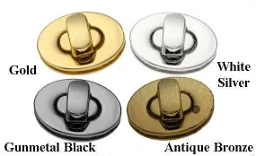 Metal Oval Twist Turn Lock Flap Purse Knob 23 mm Gold Silver Black Bronze Clutch Closure Fastener Latch Repair Handbag Hardware Leathercraft