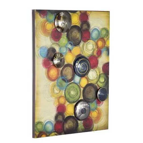 Metallic Multi Color Metal 3D Metal Circles Wall Art