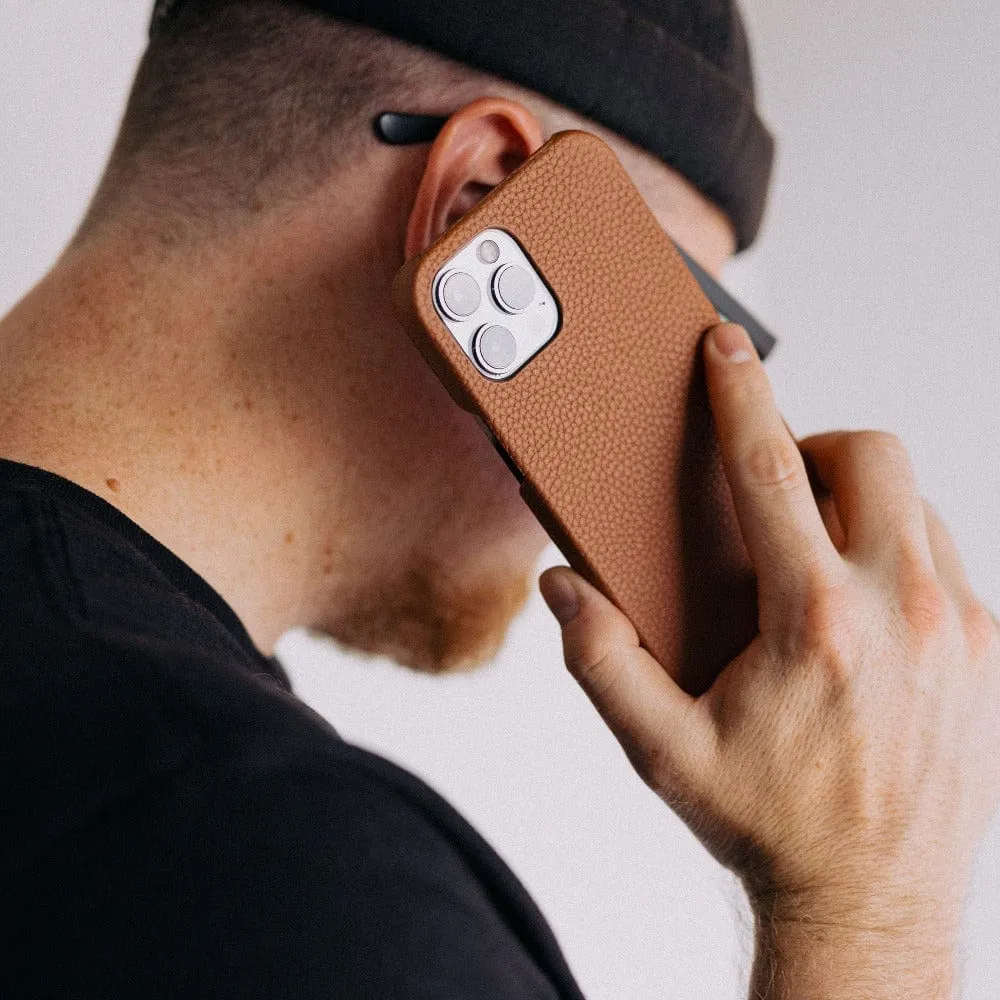 Milled Leather iPhone Case (Cognac)