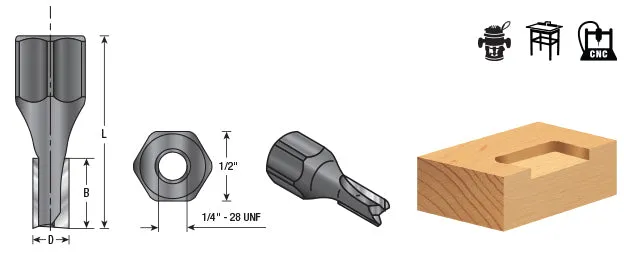 Mortising Screw Straight No Shear Cutter | Various Dia x 1⁄2 x 1⁄4 - 28 Thread | 56270 | 738685562703