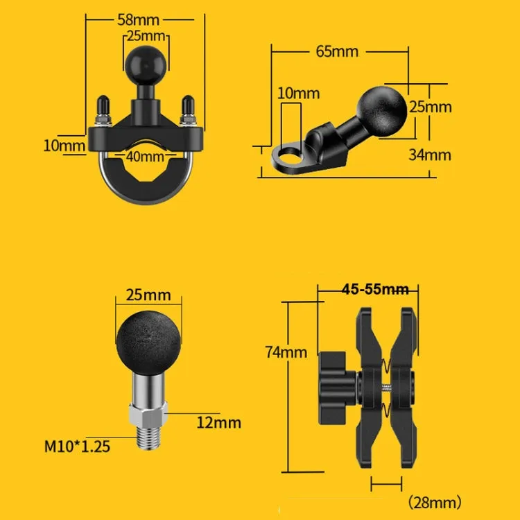 Motorcycle Bracket Crab Navigation Phone Bracket,Style： M10  Anti-theft Buckle