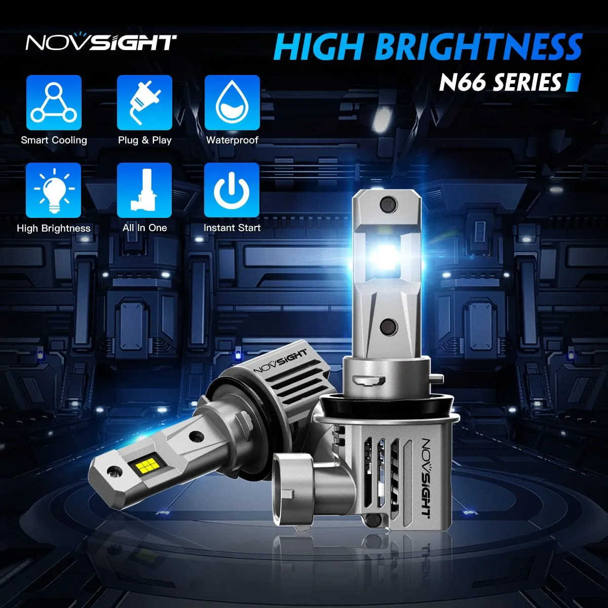 N66 Pro Series Wireless | H11 H8 H9 LED Bulbs Perfect Beam 80W 18000LM 6500K White | 2 Bullbs