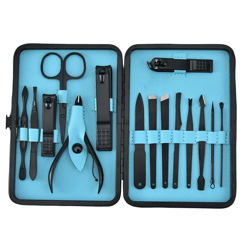 Nail Clippers 18-Piece Black Nail Clippers Set Manicure Nail Scissors Manicure Set Fixed Logo