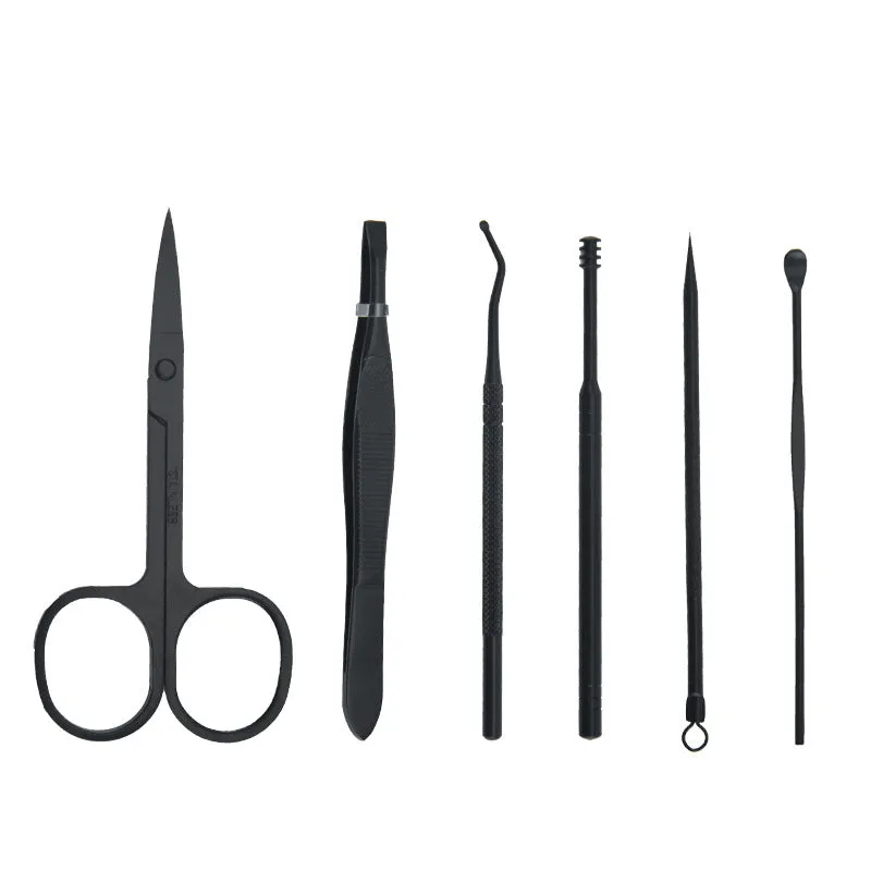 Nail Clippers 18-Piece Black Nail Clippers Set Manicure Nail Scissors Manicure Set Fixed Logo