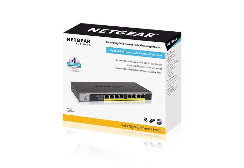 Netgear 8-port Gigabit Ethernet Unmanaged FlexPoE PoE  Switch with 8 PoE  Ports (60W)