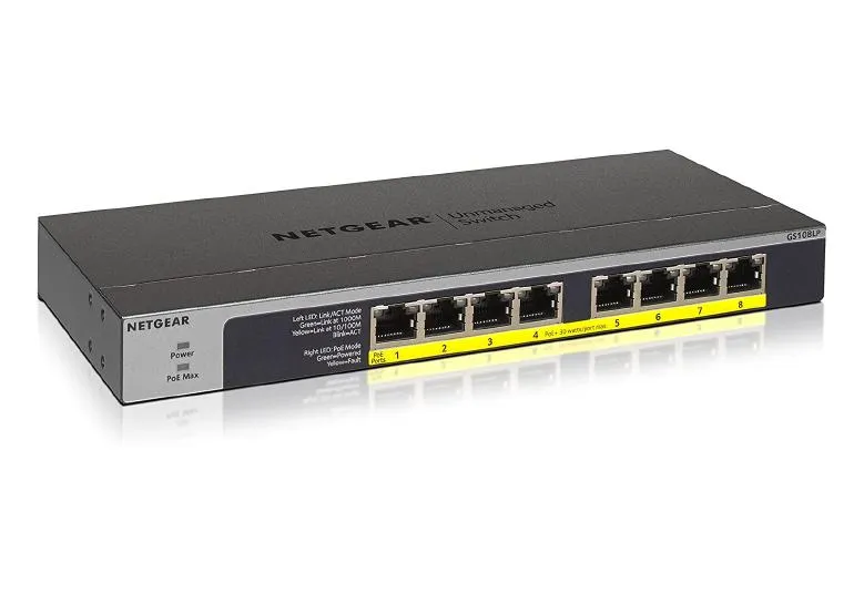 Netgear 8-port Gigabit Ethernet Unmanaged FlexPoE PoE  Switch with 8 PoE  Ports (60W)