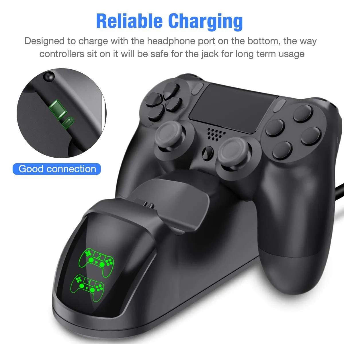 NinJoyGo Controller Charger, For PS4 DualShock 4 Controller USB Charging Station Dock, PlayStation 4 Charging Station for Sony Playstation4 / PS4 / P