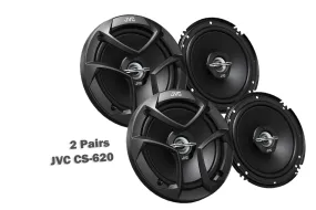 Package In Bulk Box - Two (2) Pairs Of CS-J620 6.5" 300W Car Audio 2-WAY Coaxial Car Speakers System / 4 Speakers